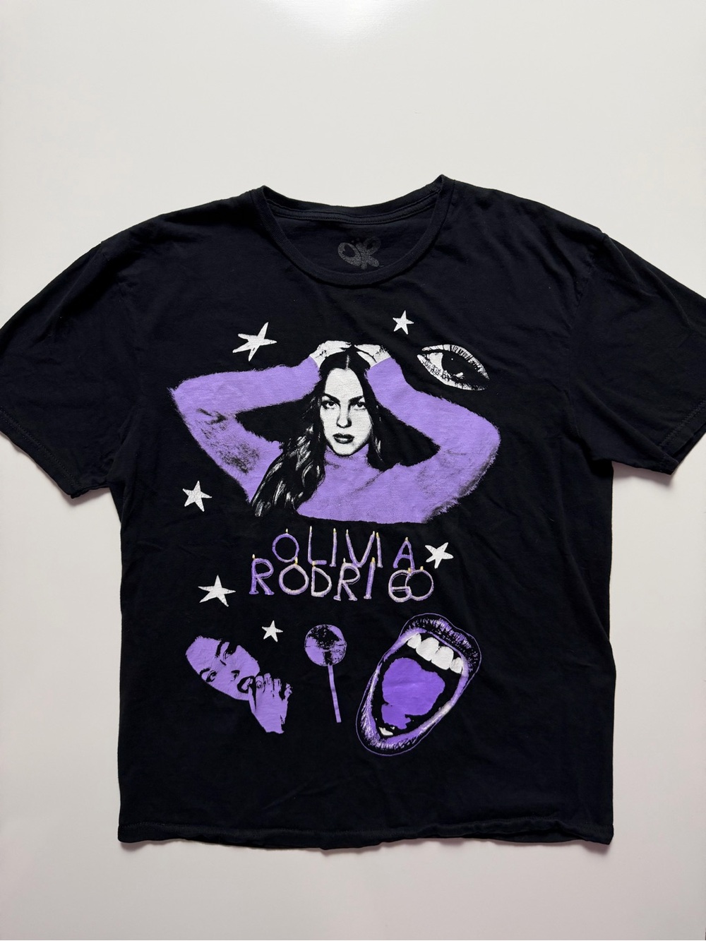 Olivia Rodrigo Graphic T-Shirt Black Purple Star Guts Tour Merch, Size L